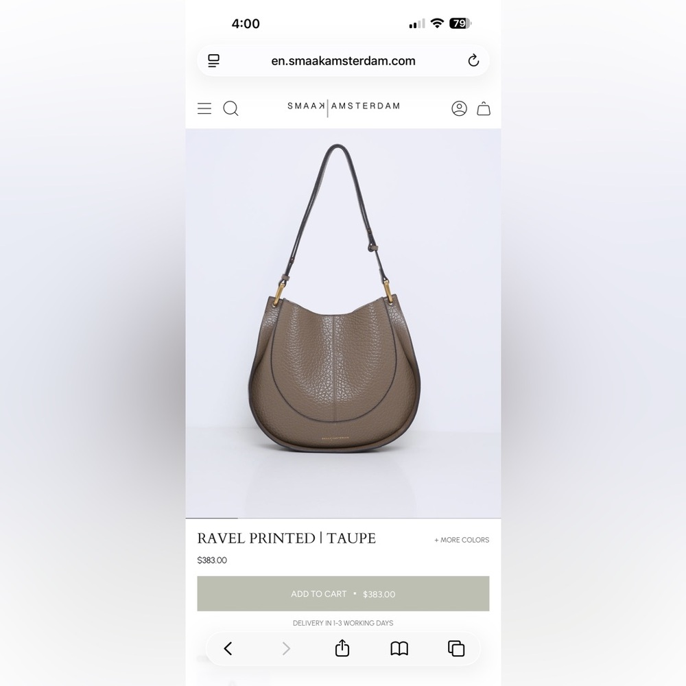 Smaak Amsterdam Ravel Tote in Taupe Leather, EUC